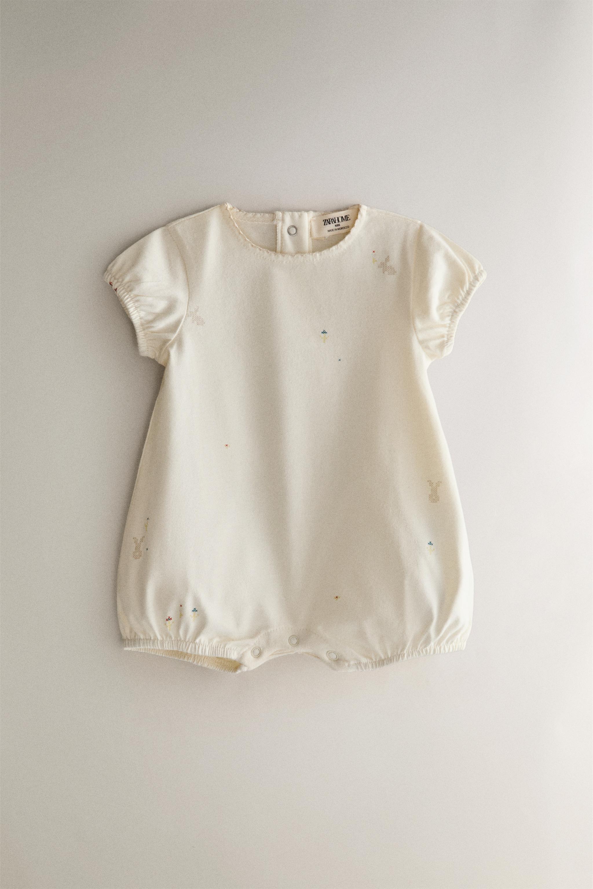 KIDS RABBIT & FLOWER FOOTED ROMPER
